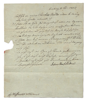 Lot 2511, Auction  128, Soden, Julius Reichsgraf von, Brief aus Bamberg an den Musikverlag Hoffmeister. 1802 