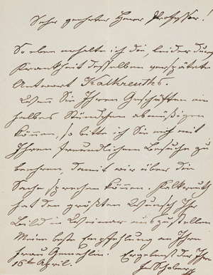 Los 2513 - Schober, Franz von - Brief an einen Professor. Nach 1857 - 0 - thumb