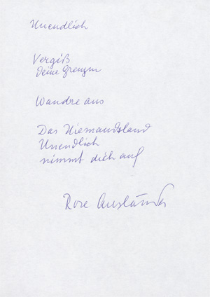 Lot 2602, Auction  128, Ausländer, Rose, 2 eigenhändige und signierte Gedicht-Manuskripte. Um 1976