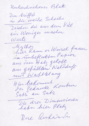 Lot 2603, Auction  128, Ausländer, Rose, Eigenhändiges signiertes Gedichtmanuskript. 