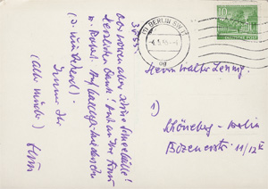 Lot 2605, Auction  128, Benn, Gottfried, Ansichts-Postkarte vom Bayrischen Platz an Walter Lennig. 1955