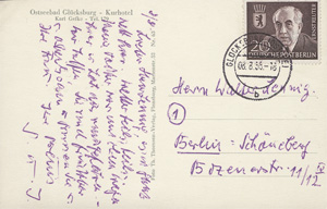 Lot 2606, Auction  128, Benn, Gottfried, Ansichtspostkarte aus Glücksburg an Walter Lennig. 1955