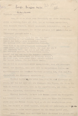 Lot 2611, Auction  128, Broch, Hermann, Typoskript mit eigenhändigen Korrekturen. 1945