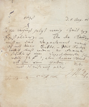 Lot 2623, Auction  128, Jean Paul (Friedrich Richter), Brief an den Rendanten Richter in Sparneck. 1806