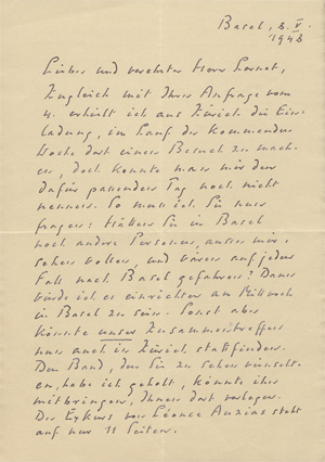 Lot 2625, Auction  128, Lang, Siegfried, Brief und Karte + Beilage. 1948