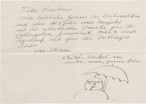 Lot 2629, Auction  128, Meckel, Christoph, Konvolut Autographen und 3 Aquarelle