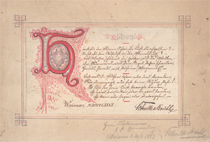 Lot 2632, Auction  128, Schulte vom Brühl, Walter, Signiertes und kalligraphisch geschmücktes Gedicht-Manuskript. 1883