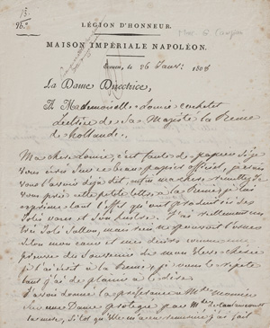 Lot 2657, Auction  128, Campan, Jeanne L. H., 3 Briefe an Louise Cochelet. 1808-1813