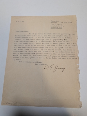 Los 2666 - Jung, Carl Gustav - Brief und Vorlesungs-Mitschrift. 1925-1931 - 3 - thumb