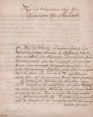 Lot 2670, Auction  128, Kleist, Friedrich Konrad von, Brief an einen Präsidenten. 1753