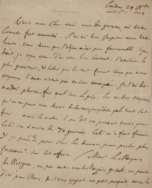 Lot 2672, Auction  128, Magellan, Jean Hyacinthe de, Brief 1773