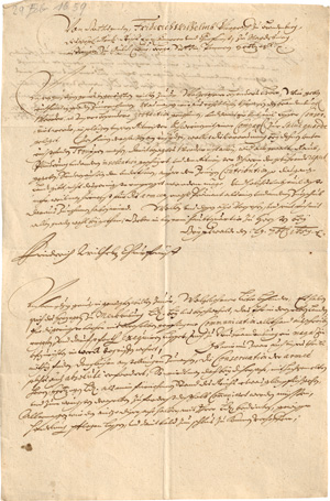 Lot 2690, Auction  128, Friedrich Wilhelm, Kurfürst von Brandenburg, 2 Armeebefehle auf 1 Blatt. 1659