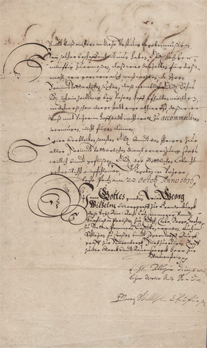 Lot 2696, Auction  128, Georg Wilhelm, Kurfürst von Brandenburg, Brief an den Markgrafen Christian von Brandenburg-Bayreuth. 1636