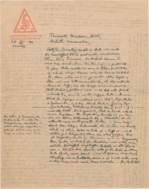 Lot 2718, Auction  128, Behmer, Marcus, Sehr umfangreicher Brief an Madame Dédé über seine graphische Produktion. 1920