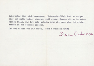 Lot 2753, Auction  128, Palucca, Gret, Brief an Eva Waechter in Zürich. 1972