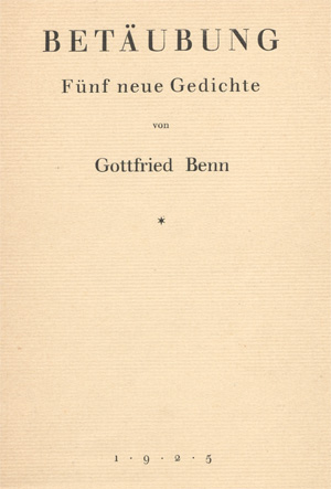 Lot 3029, Auction  128, Benn, Gottfried, Betäubung