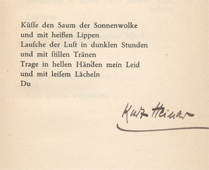 Lot 3130, Auction  128, Heinar, Kurt, Und alles Blut zerschreit