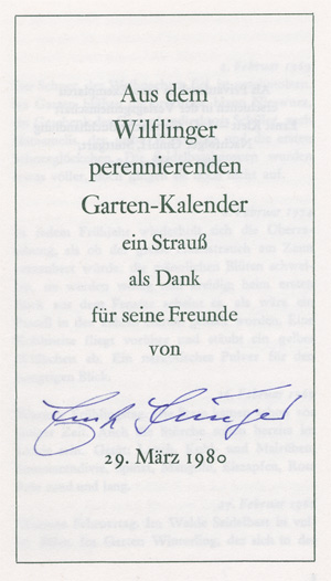 Lot 3155, Auction  128, Jünger, Ernst, Aus dem Wilflinger perenniereenden Garten-Kalender