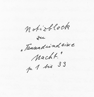 Lot 3163, Auction  128, Jünger, Ernst, Notizblock zu 'Tausendundeine Nacht'  (Widmungsexemplar) mit Beigabe