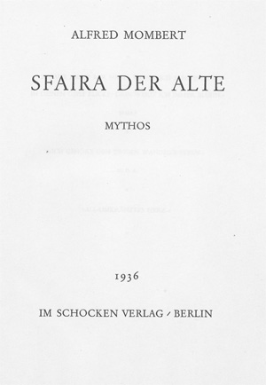 Lot 3244, Auction  128, Mombert, Alfred, Sfaira der Alte