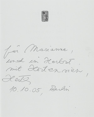 Lot 3253, Auction  128, Müller, Herta, Zwei Widmungsexemplare