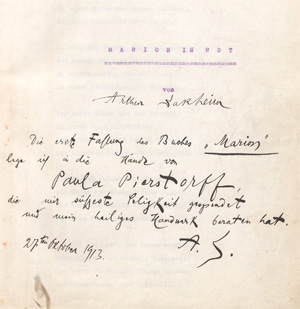 Lot 3307, Auction  128, Sakheim, Arthur, Marion in Rot - Typoskript