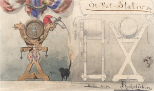 Lot 3375, Auction  128, Rockstrohen, Original-Entwurf für eine Öl-Fass-Station. Aquarell über Bleistiftzeichnung