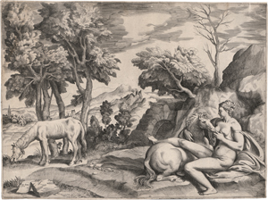 Lot 5035, Auction  128, Bonasone, Giulio, Saturn in Gestalt eines Pferdes bei der Nymphe Philyris