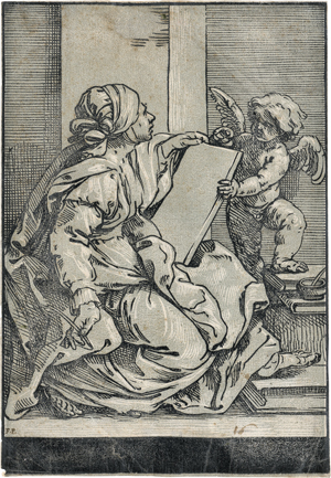 Lot 5054, Auction  128, Coriolano, Bartolomeo, Sibylle mit einer Tafel auf den Knien, rechts ein geflügelter Putto