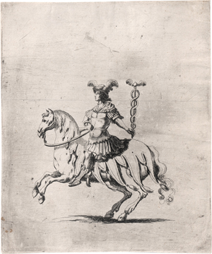 Lot 5113, Auction  128, Französisch, um 1600. Merkur mit Hermesstab zu Pferd, nach links reitend