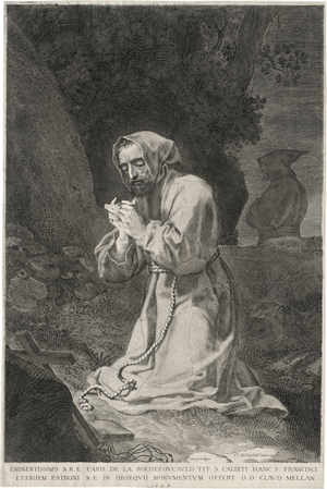 Lot 5151, Auction  128, Mellan, Claude, Der hl. Franz von Assis vor einem Kruzifix kniend