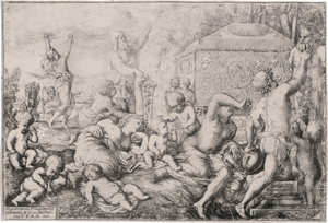 Lot 5170, Auction  128, Podestà, Giovanni Andrea, Bacchanal mit Altar, Faun und Silenus