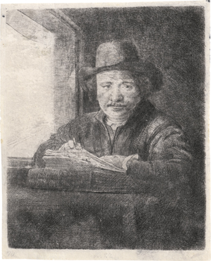 Lot 5174, Auction  128, Rembrandt Harmensz. van Rijn, Selbstbildnis am Fenster, zeichnend