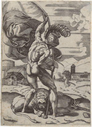 Lot 5215, Auction  128, Veneziano, Agostino, Mann mit Fahne