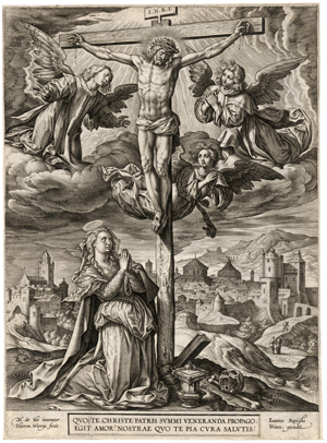 Lot 5222, Auction  128, Wierix, Hieronymus, Christus am Kreuz, darunter die kniende Maria Magdalena