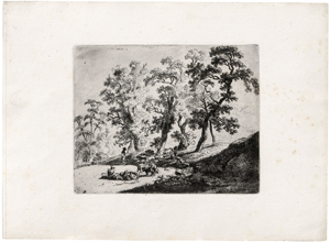 Lot 5255, Auction  128, Müller, Friedrich, Baumlandschaft mit Hirtenstaffage
