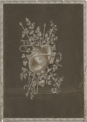 Lot 5262, Auction  128, Papierantiquitäten, um 1820. Papier Peint: Wanddekoration mit Amphore, Thyrsosstäben, Früchten