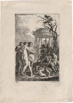 Lot 5287, Auction  128, Schmidt, Martin Johann, Drei Grazien vor einer Herme; Drei Grazien vor einem Rundtempel 