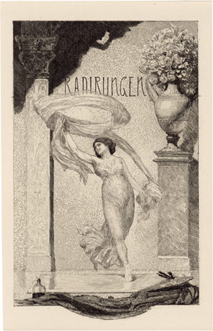 Lot 5368, Auction  128, Klinger, Max, Titelblatt "Radirungen" Muse auf der Platte tanzend