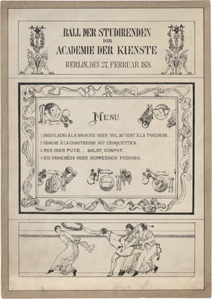 Lot 5369, Auction  128, Klinger, Max, Menukarte zum Ball der Studierenden der Academie der Künste Berlin