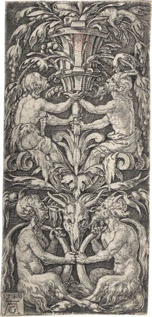 Lot 5398, Auction  128, Aldegrever, Heinrich, Ornamententwurf mit zwei Satyrpaaren
