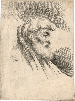 Lot 5441, Auction  128, Castiglione, Giovanni Benedetto, Bärtiger alter Mann mit schulterlanger Kopfbedeckung