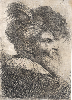 Lot 5443, Auction  128, Castiglione, Giovanni Benedetto, Bildnis eines Orientalen im Profil nach rechts