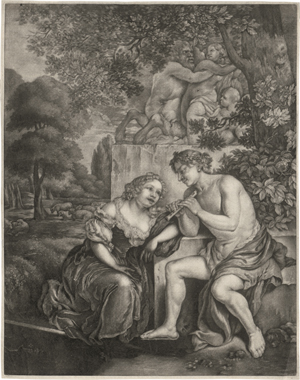 Lot 5512, Auction  128, Groot II, Johannes de, Pastorale Landschaft mit Flöte spielendem Hirten mit junger Dame