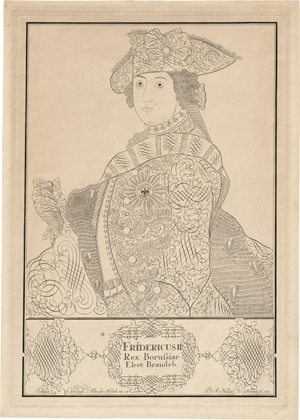 Lot 5513, Auction  128, Hauer, Daniel Adam, Bildnis Friedrich d. Gr. in Schreibmeistermanier