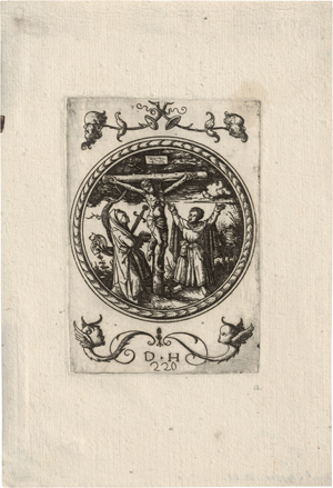 Lot 5523, Auction  128, Hopfer, Daniel, Christus am Kreuz mit Maria und Johannes, in einem Tondo