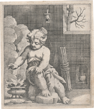 Lot 5526, Auction  128, Italienisch, 17. Jh. Junges Mädchen sich an einem Kohlestöfchen wärmend