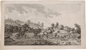 Lot 5530, Auction  128, Kolbe, Carl Wilhelm, Ein weiter Platz vor Bauernhäusern, dahinter bewaldete Hügel