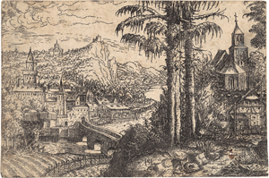 Lot 5536, Auction  128, Lautensack, Hanns Sebald, Ansicht einer Stadt nahe eines Flusses, rechts eine Kirche