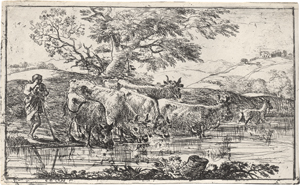 Lot 5551, Auction  128, Lorrain, Claude, Le troupeau à l'abreuvoir
